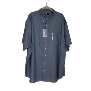 Travel Smart Roundtree & Yorke Cotton Blend Short Sleeve Buttoned Blue Shirt 4XB